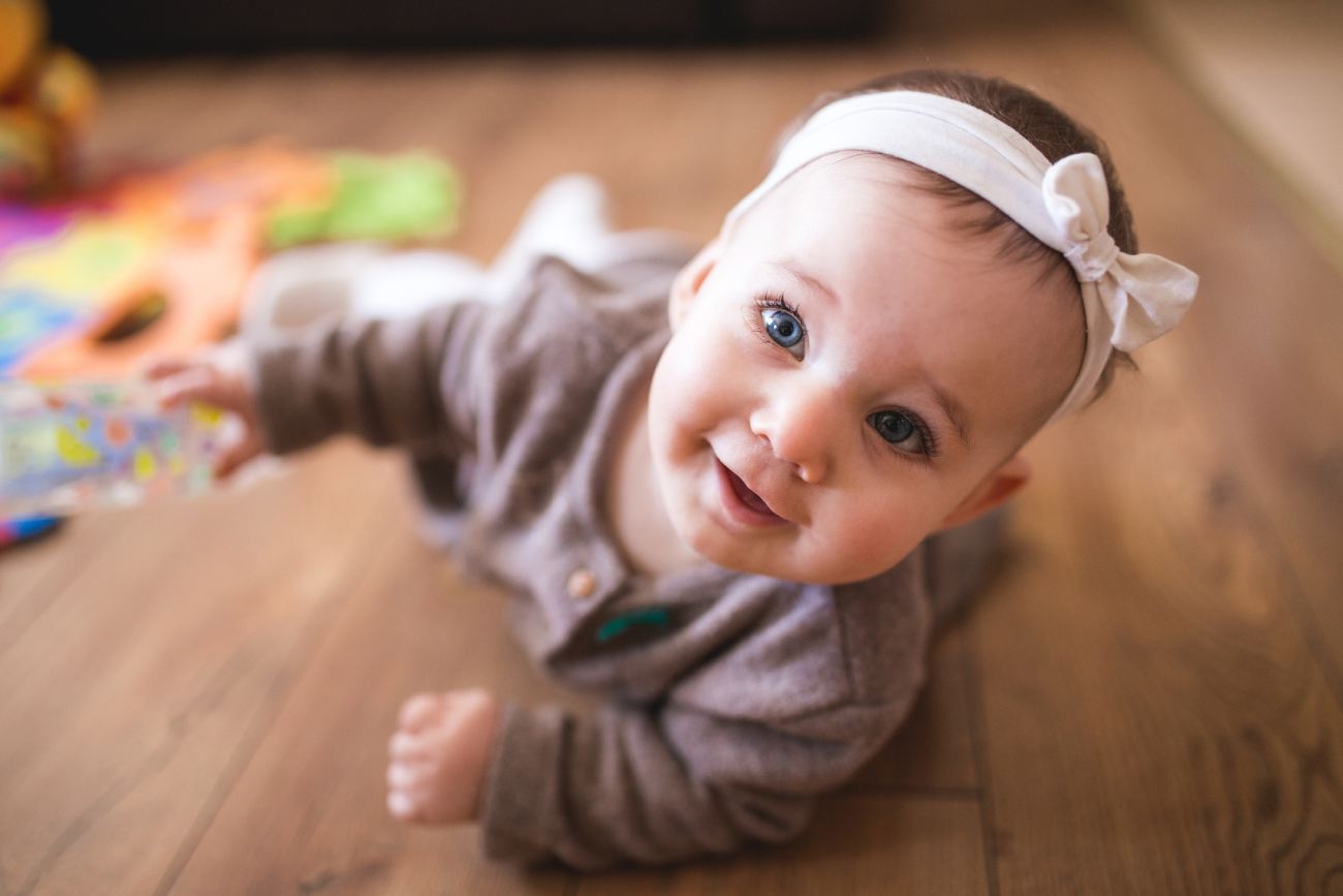 a baby girl smiling